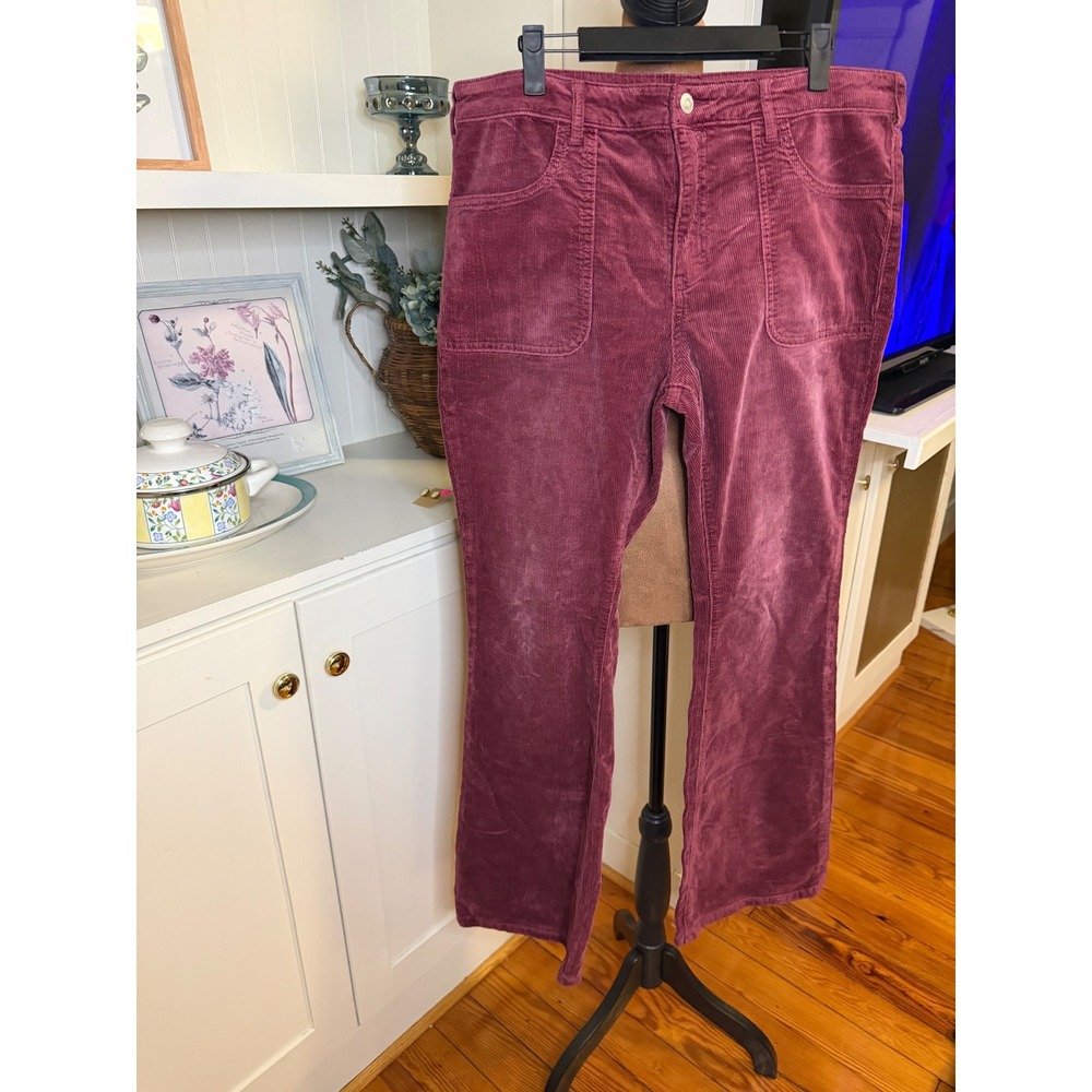 Pilcro Anthropologie Burgundy Corduroy Flare Pants The Icon Size 32